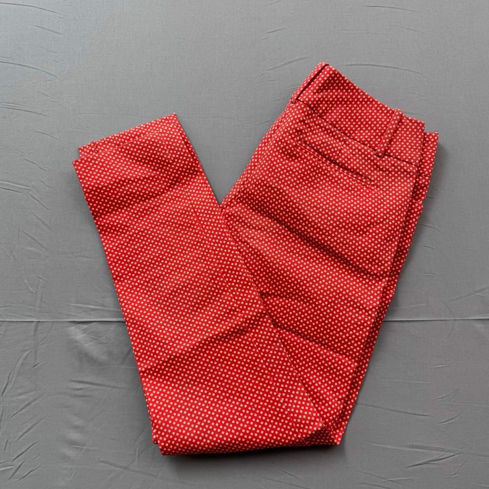 The Limited Ideal Stretch Red White Geometric Print Slim Ankle Dress Pants Sz 0